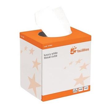 5 Star Luxury Facial Tissues Cube 2 Ply 70 Sheets White - 24 Boxes