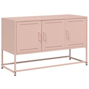 Mueble Para Tv | Mueble De Salón | Gabinete De Tv De Acero Rosa 100,5x39x60,5 Cm