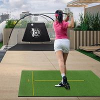alfombra de golf con 2 tees de goma 2 palos de alineacion y 6 posiciones de tee 152 x 117 cm grosor 27 mm