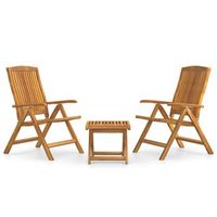 juego de muebles de jardin 3 piezas madera maciza de teca vidaxl