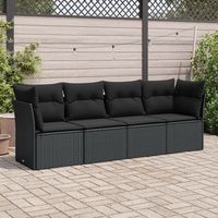 conjunto de sofas jardin 4 uds  mueble jardin mesa y sillas con cojines ratan sintetico negro cfw493653