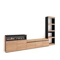 muebles de salon para tv conjunto de muebles comedor 310x186x35cm para tv hasta 65 chimenea electrica estilo moderno roble y negro
