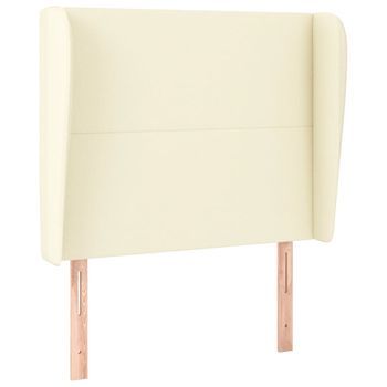Cabecero Con Orejas De Cuero Sintético Crema 103x23x118/128cm Vidaxl