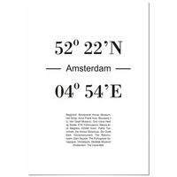 panorama cuadro de aluminio coordenadas ciudad de amsterdam 70x100 cm