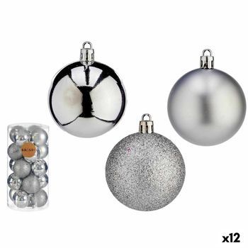 Set De Bolas De Navidad Ø 6 Cm Plateado Plástico (12 Unidades)