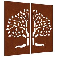 adorno pared jardin 2 uds acero corten diseno arbol 105x55 cm vidaxl