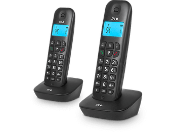 Teléfono - SPC Air Pro Duo Black, Inalámbrico, Manos libres, Agenda 20 núm, Negro