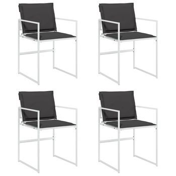 Pack 4 Uds Sillas De Jardín | Silla De Exterior | Sillón Con Cojines Acero Blanco Y Textilene