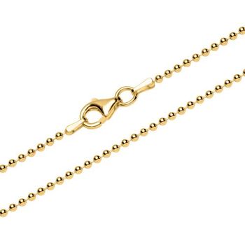 Cadena de bolas de plata 925 bañada en oro, 1,8 mm
