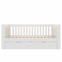 sofa cama 90x200 cm - 2 cajones madera brazos redondeados respaldo comodo ideal para apartamentos pequenos montaje facil sin colchon - blanco
