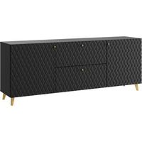 mueble de tv phuket 181 cm mueble de tv con patas aparador para salon color negro rombo