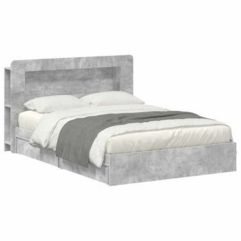 Estructura De Cama Con Almacenamiento Con Cajón Gris Hormigón Vidaxl