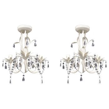 Lámparas De Araña De Cristal 2 Unidades Blanco Elegante Vidaxl