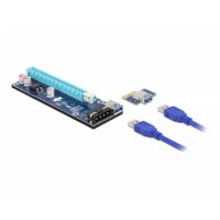 tarjeta riser delock 41430 pcie x1 a x16 con cable usb 60 cm y alimentacion sata