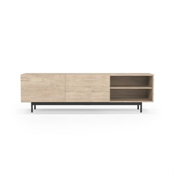 Mueble tv melamina roble claro patas grafito 52x180x44 cm