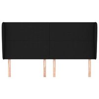 cabecero cama mueble de dormitorio con orejas de tela 203 x 23 x 118128 cm negro m020003629