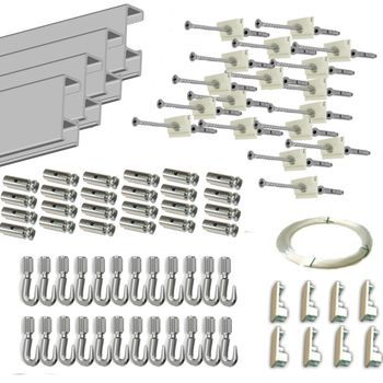 Pack Basic Fast De 12 Metros Guías De Aluminio Plata Mate Con 24 Colgadores Nylon Para Colgar Cuadros… (aluminio Plata Mate)