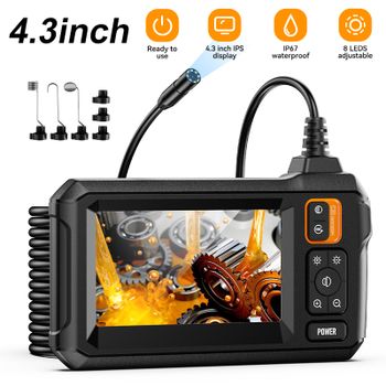 Cámara endoscópica Industrial pantalla IPS de 4,3 pulgadas 8mm HD1080P IP67 impermeable 8 LED boroscopio de inspección de luz para reparación de tuberías de automóviles