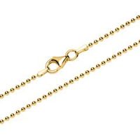 cadena de bolas de plata 925 banada en oro 18 mm