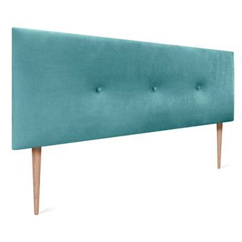 Dhome Cabecero De Terciopelo Liso Con Botones 160x115 Con Patas Camas 150/160 - Turquesa