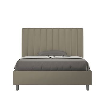 Cama Doble Sin Somier Acolchada 140x210 Cuero Sintético Capuchino Agueda