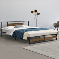 cama de metal estable villach - 180 x 200cm - cama doble - cama de matrimonio - somier - acero - marco negro mate encasa