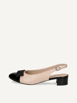 CAPRICE sling pumps, beige, made of Leather/synsthetik/textile with Block heel, Size 41
