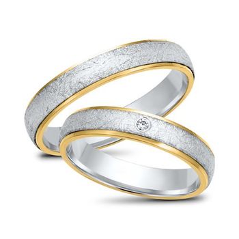 Alianzas 8 quilates oro blanco amarillo con diamante