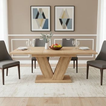 Mesa de comedor roble de mdf extensible 140/180x80 cm