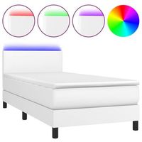 cama individual  cama box spring  cama para adultos y colchon led cuero sintetico blanco 90x190 cm