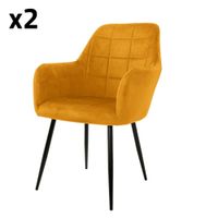 2x sillas de comedor amarillo mostaza tapizado respaldo y apoyabrazos