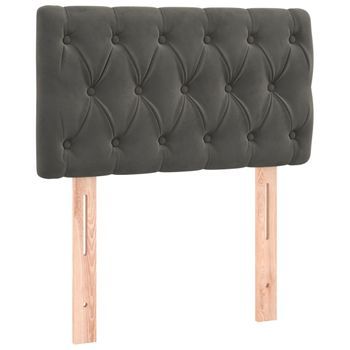 Cabecero Cama Mueble De Dormitorio Con Led De Terciopelo Oscuro 80 X 7 X 78/88 Cm Gris M02_0008906
