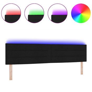 Cabecero Led Con Luces De Tiras Led Manual Negro 200 Cm Tela