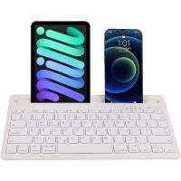 klack teclado multidispositivo recargable bluetooth de 2 canales en espanol incluye n blanco