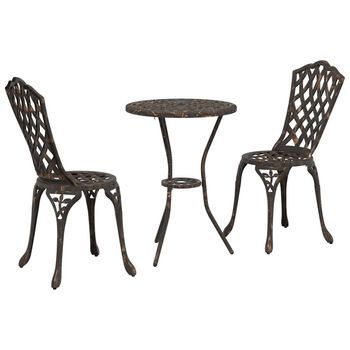 Juego Bistro De Jardín 3 Piezas | Mueble De Jardín Bronce Aluminio