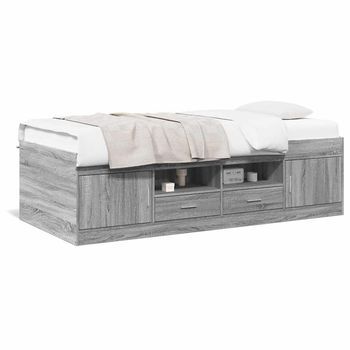 Sofá Cama Con Cajones Sin Colchón Gris Sonoma 100x200 Cm Vidaxl