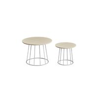 mesa de centro redonda juego de 2 beige natural