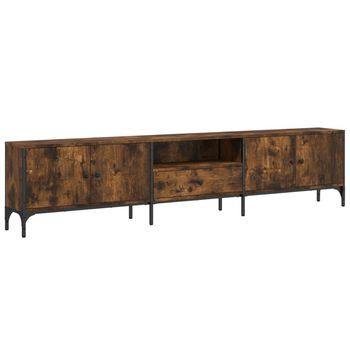 Mueble Tv | Mueble De Salón | Armario Tv Cajón Madera Ingeniería Roble Ahumado 200x25x44 Cm