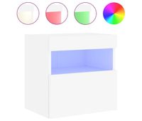 mueble tv - mesa de tv de pared con luces led blanco 40x30x40 cm