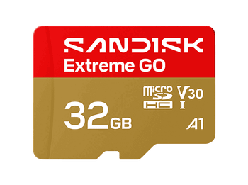 Tarjeta Micro SD - SANDISK Extreme GO, 32 GB, Hasta 100MB/s de lectura, UHS-I, Vídeos en 5K y 4UHD, U3, V30, A1, C10, Apta Drones, Oro