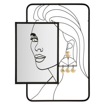 Espejo Redondo De Pared En Metal Negro Chica Cm 64,8x3,8x85