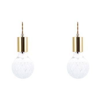 Conjunto De 2 Lámparas De Techo Colgantes Doradas Estilo Industrial Minimalista De Vidrio Anza