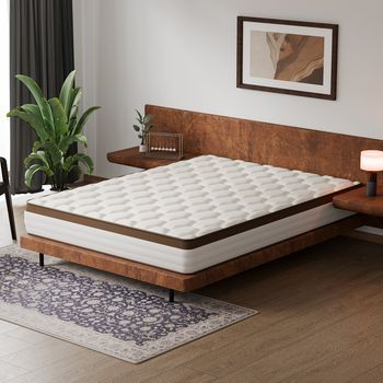 Colchón de Muelles Ensacados 90 x 200 cm -Marrón Grosor 25 cm - Confort ergonómico + Alta transpirabilidad Roygbiv