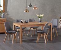 oxford 150cm solid oak dining table with duke fabric chairs