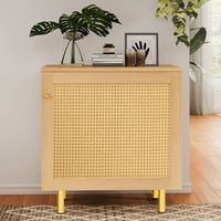 aparador de una puerta - mueble de almacenamiento - mdf y ratan - natural 60x40x63cm