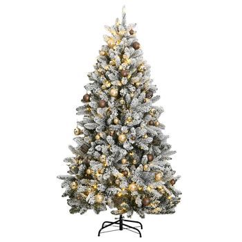 Árbol De Navidad Artificial Con Bisagras 300 Led Y Bolas 210 Cm Vidaxl