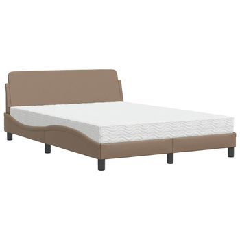 Cama Con Colchón Dover Cuero Sintético Capuchino 140x190 Cm Vidaxl