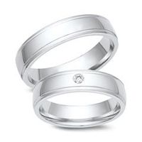 alianzas 14 quilates oro blanco con diamante