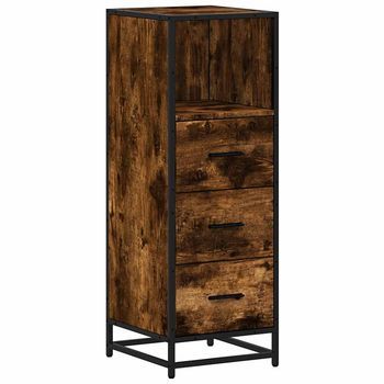 Mueble De Baño | Armario Baño Madera Contrachapada Roble Ahumado 35x37,5x100 Cm