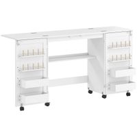 homcom mesa de costura plegable con 2 puertas magneticas 4 cajas y soportes para carretes blanco   aosom espana